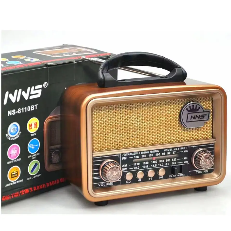 NNS NS-8110BT%20Taşınabilir%20Nostaljik%20Radyo%20Bluetooth%20Speaker%20Usb+Tf%20card+Aux