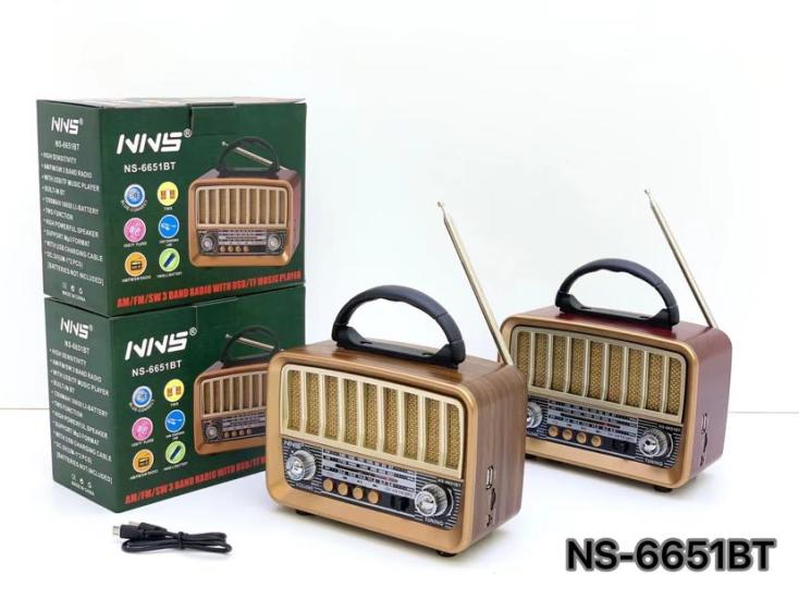 Ns-6651BT Taşınabilir Nostaljik Radyo Bluetooth Speaker