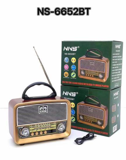 Ns-6652BT Taşınabilir Nostaljik Radyo Bluetooth Speaker