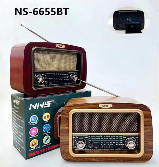 Ns-6655BT Taşınabilir Nostaljik Radyo Bluetooth Speaker