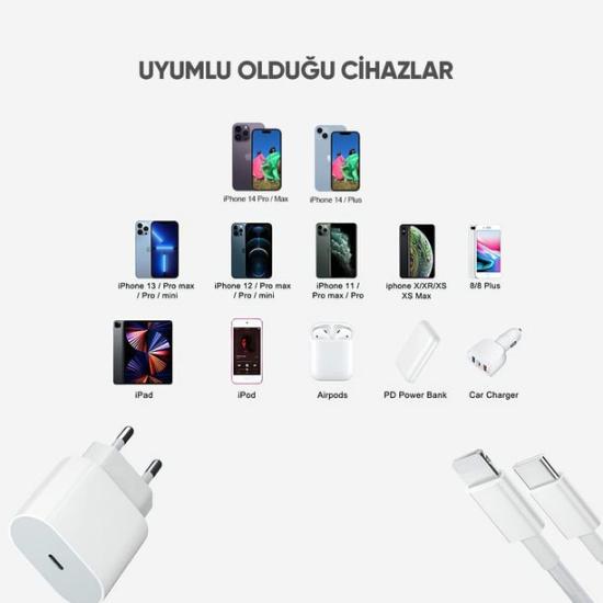 Deji iPhone Hızlı Şarj Aleti/Cihazı Seti 18W Lightning