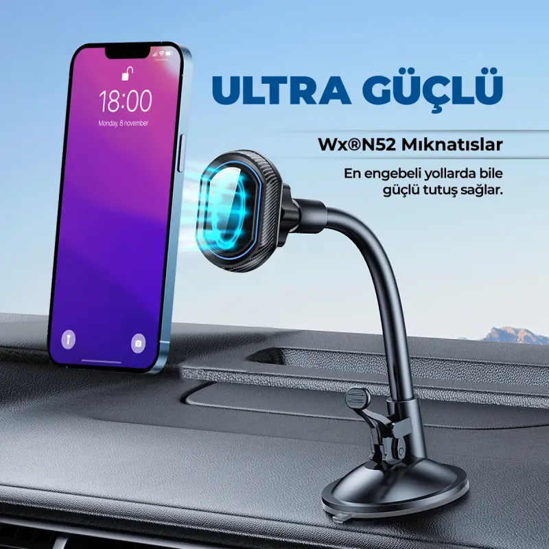 Woyax%20by%20Deji%20Güçlü%20Mıknatıslı%20Vantuzlu%20Araç%20İçi%20Telefon%20Tutucu