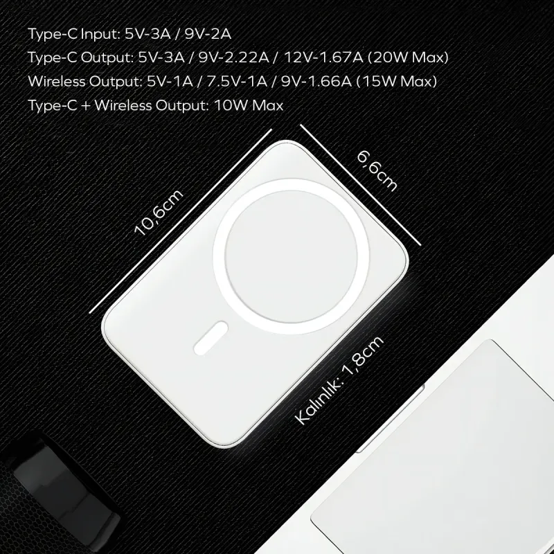 Woyax%20by%20Deji%20Magsafe%20Powerbank%2010000%20mAh%2020W%20Hızlı%20Taşınabilir%20Şarj%20Cihazı