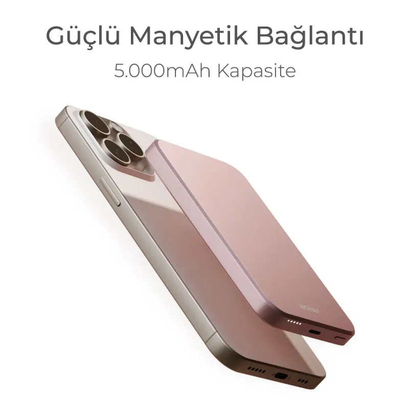 Woyax%20by%20Deji%20Magsafe%20Powerbank%205000%20mAh%2020W%20Hızlı%20Taşınabilir%20Şarj%20Cihazı%20-%20Pembe